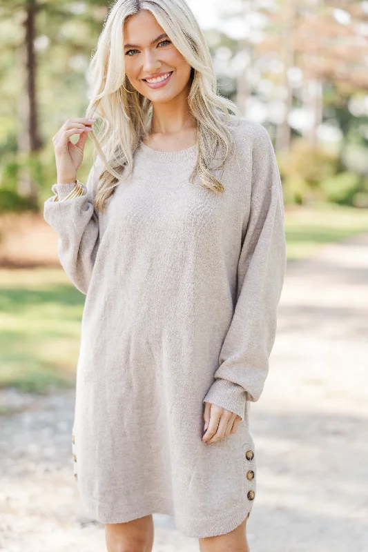 Feeling Your Best Taupe Brown Sweater Dress