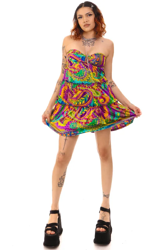 Vintage Y2K Rampage Paisley Tube Mini Dress - XS/S